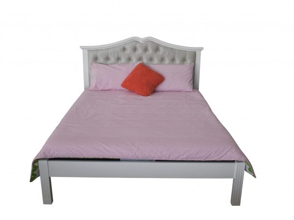 Upholstered White Timber Bed